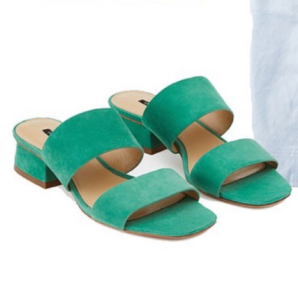Lafayette 148 New York Sanura Green Suede Sandals Size 8